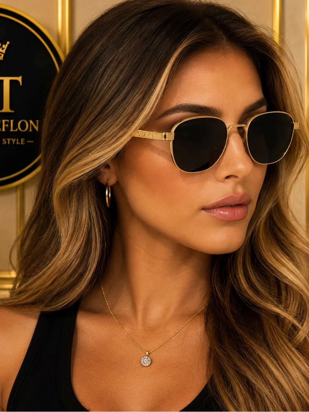 QUAY Gold-Tone Sunglasses | Dark Lenses | 52-20-145 Unisex NWOT